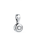 18K COLGANTE ORO BLANCO CHATON 7MM DIAMANTE LABORATORIO TALLA BRILLANTE 3,40 MM 0,150 QTS. G-VS2.