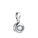 18K COLGANTE ORO BLANCO CHATON 8MM DIAMANTE LABORATORIO TALLA BRILLANTE 5 MM 0,325 QTS. G-VS2.