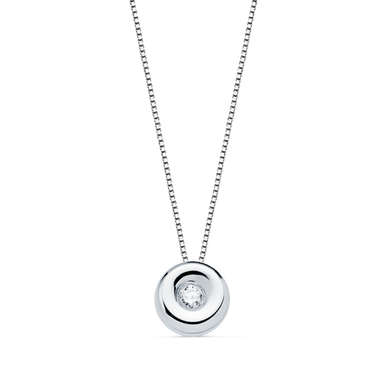 18K GARGANTILLA ORO BLANCO CHATON 4,85 MM DIAMANTE LABORATORIO 1,50MM 0,015 QTS. G-VS2 CADENA 42CM
