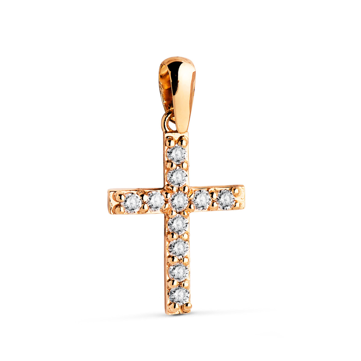 18K COLGANTE CRUZ ORO AMARILLO 11 DIAMANTES LABORATORIO 0,230 QTS. G-VS2. MEDIDA: 17 X 11,5 MM