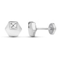 18K PENDIENTES ORO BLANCO HEXAGONO 6 MM ORO BLANCO CIERRE TUERCA