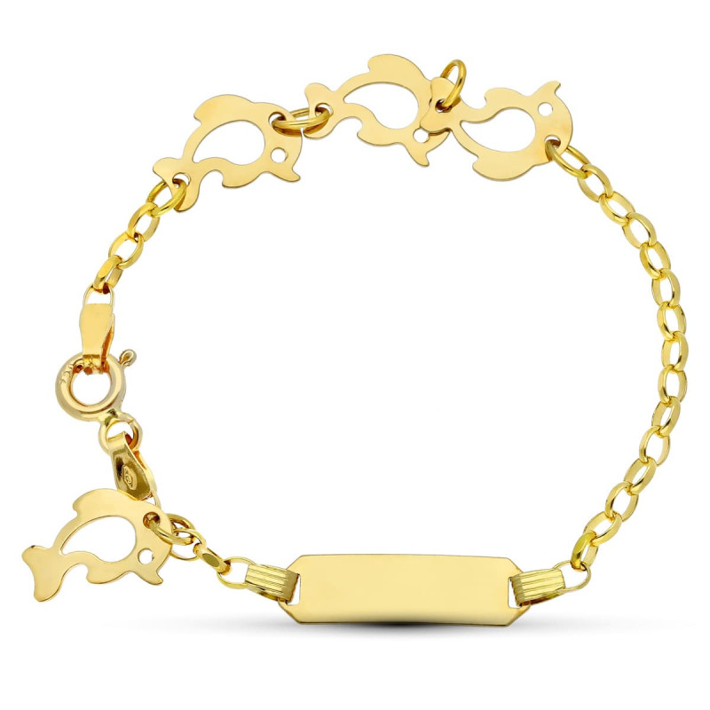 18K ESCLAVA ORO AMARILLO DELFINES 13CM 2 MM