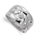 18K SORTIJA ORO BLANCO CORAZONES Y CIRCONITAS. ANCHO: 12 MM