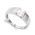 18K SORTIJA ORO BLANCO CON CIRCONITA CUADRADA. ANCHO: 6 MM