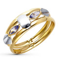 18K SORTIJA ORO BICOLOR CON CIRCONITAS. ANCHO 7 MM