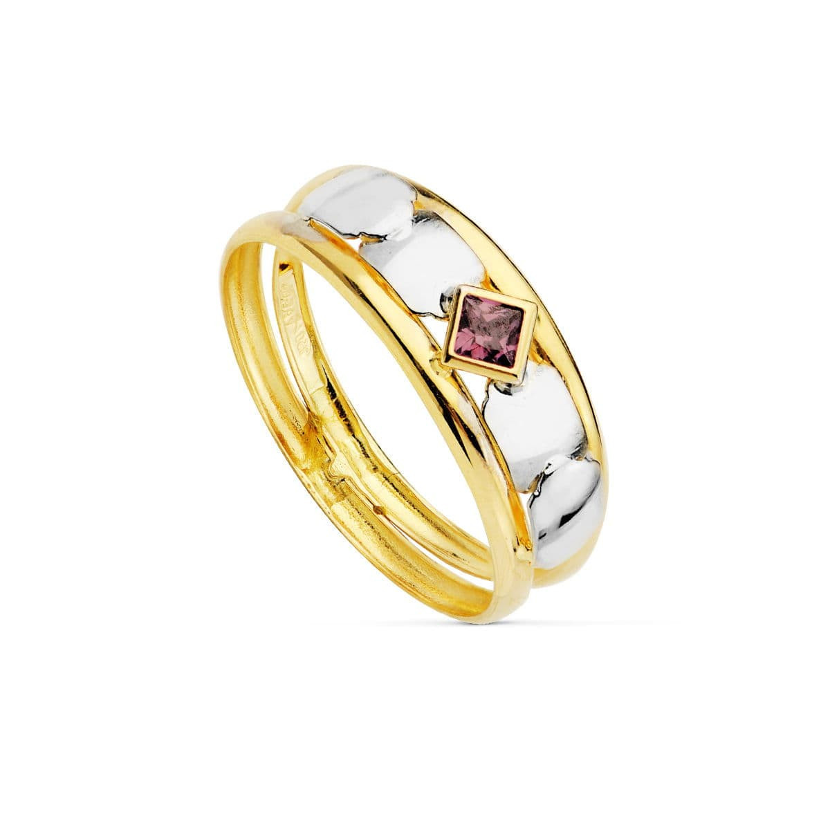 18K SORTIJA 2 HILOS BICOLOR 4 MM AMATISTA