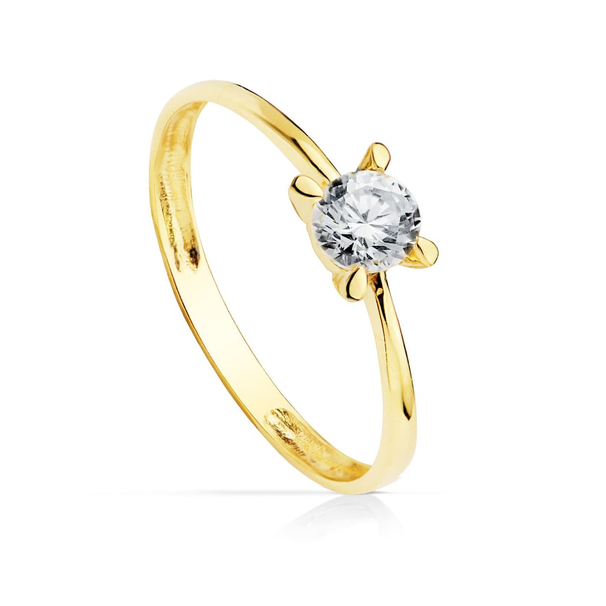 18K SOLITARIO ORO AMARILLO CIRCONITA 4.5 MM