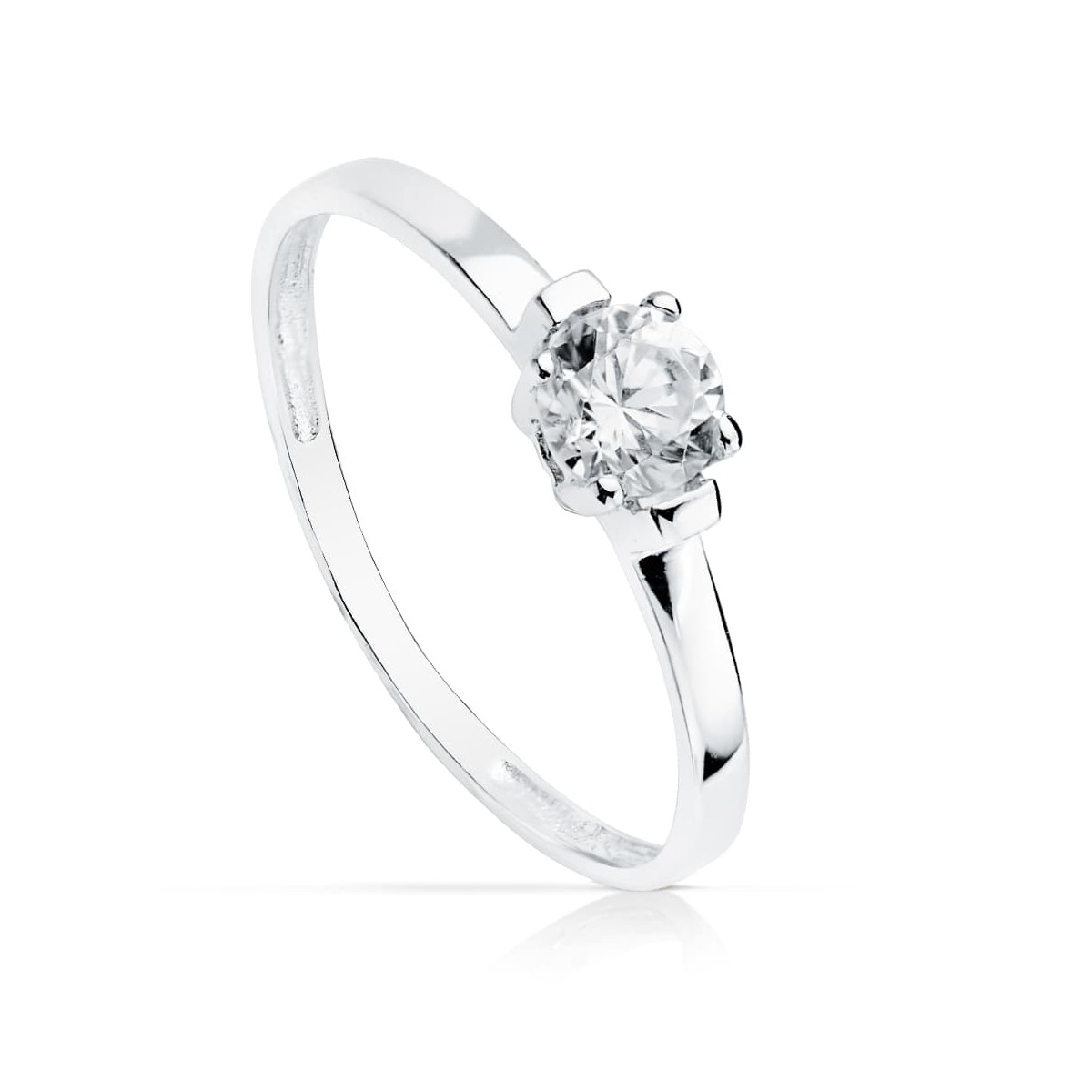 18K SOLITARIO ORO BLANCO CIRCONITA 4 MM