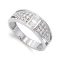 18K SORTIJA ORO BLANCO CON CIRCONITAS. ANCHO: 7 MM