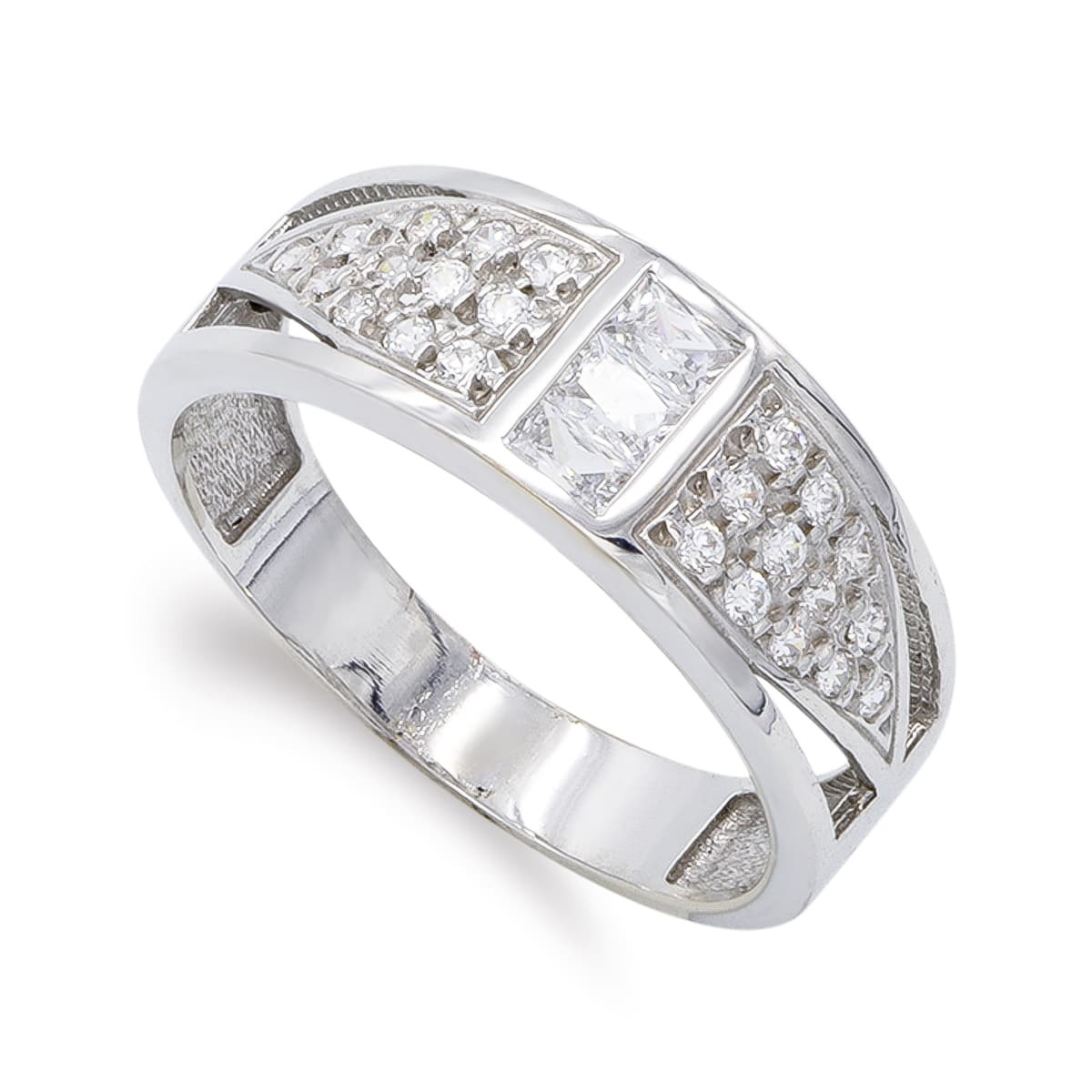 18K SORTIJA ORO BLANCO CON CIRCONITAS. ANCHO: 7 MM