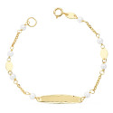 18K PULSERA ESCLAVA COMUNION ORO AMARILLO PERLAS 3.5MM 15CM