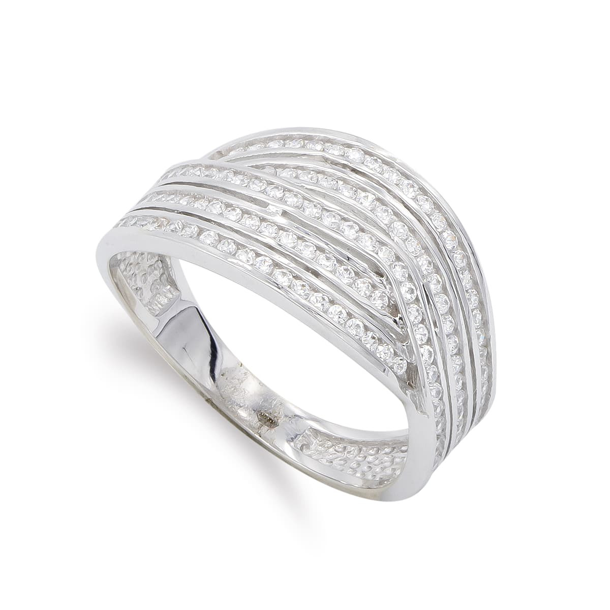 18K SORTIJA ORO BLANCO CON CIRCONITAS. ANCHO: 10,5 MM