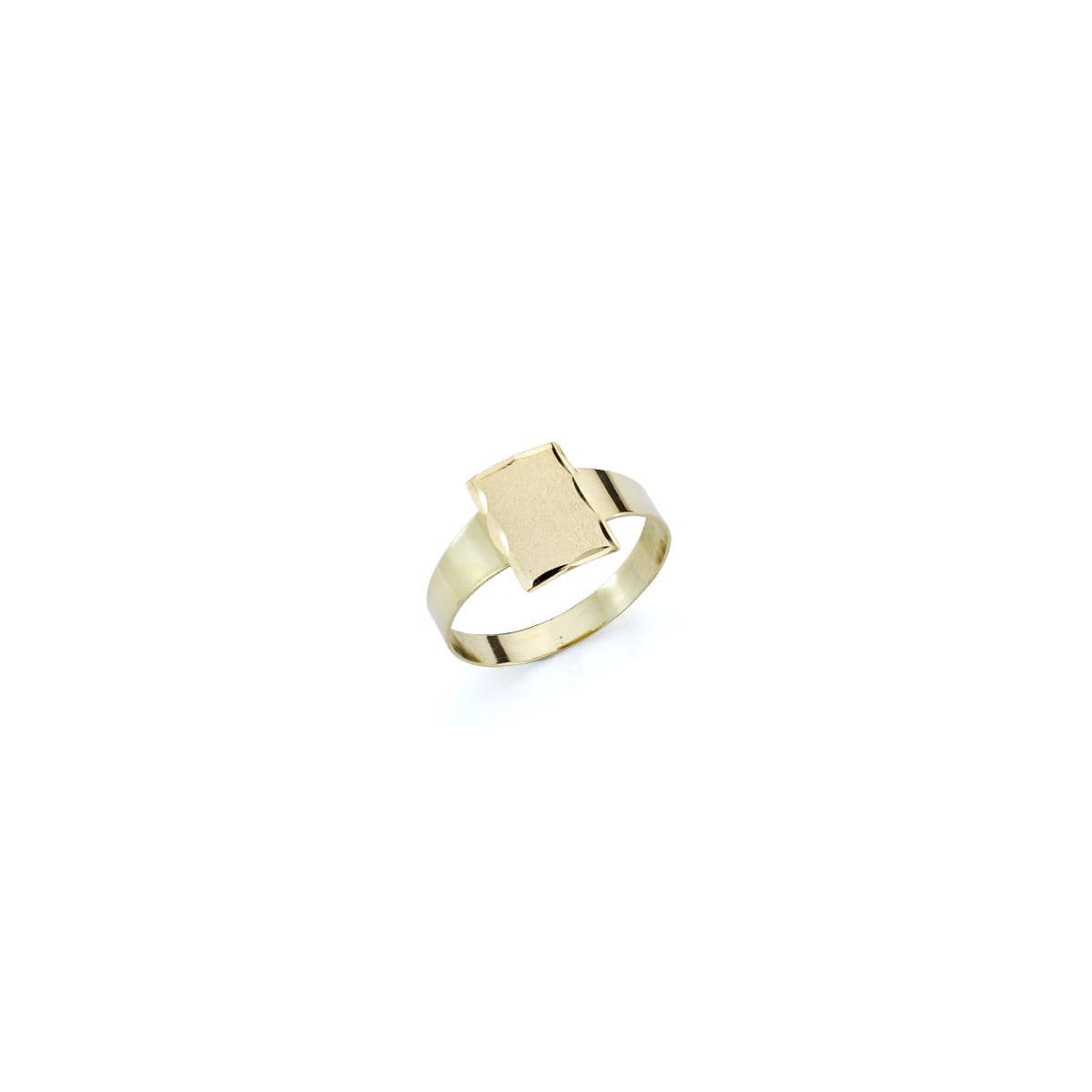18K SELLO ORO AMARILLO BEBE RECTANGULAR BORDE TALLADO. MEDIDA: 8,5 X 6 MM