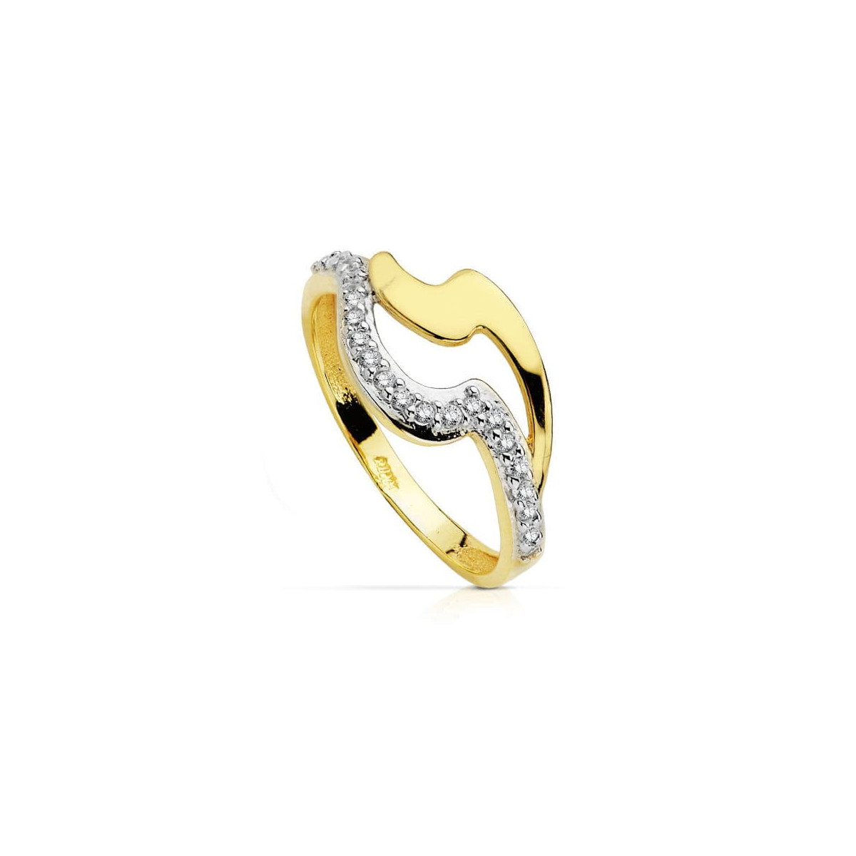 18K SORTIJA ORO BICOLOR CON CIRCONITA. ANCHO: 9,5 MM