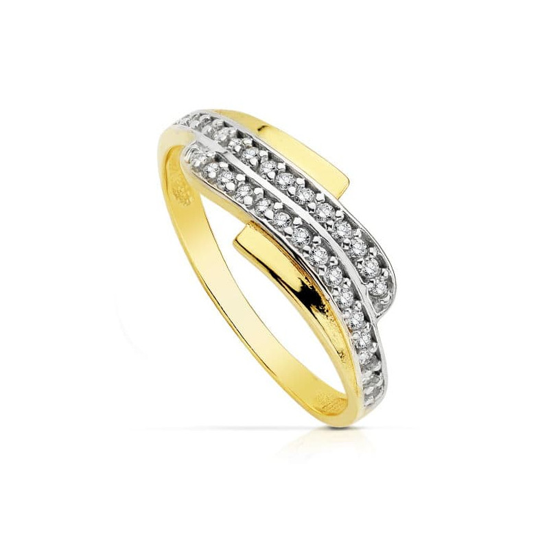 18K SORTIJA ORO BICOLOR CON CIRCONITAS. ANCHO: 7,5 MM