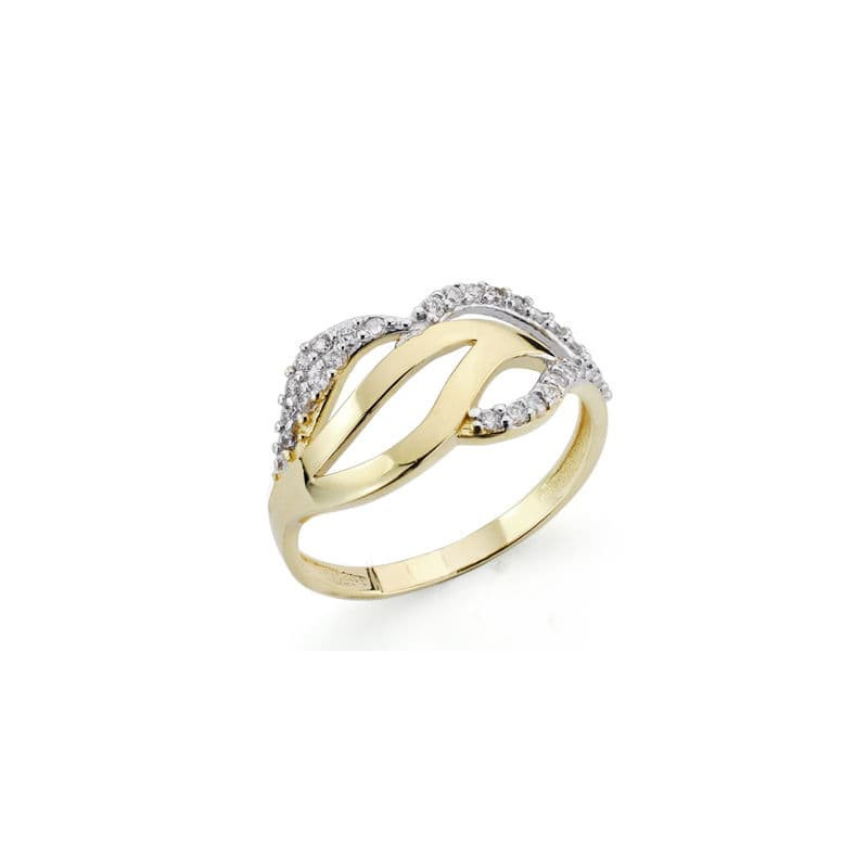 18K SORTIJA ORO BICOLOR CON CIRCONITAS. ANCHO: 10 MM