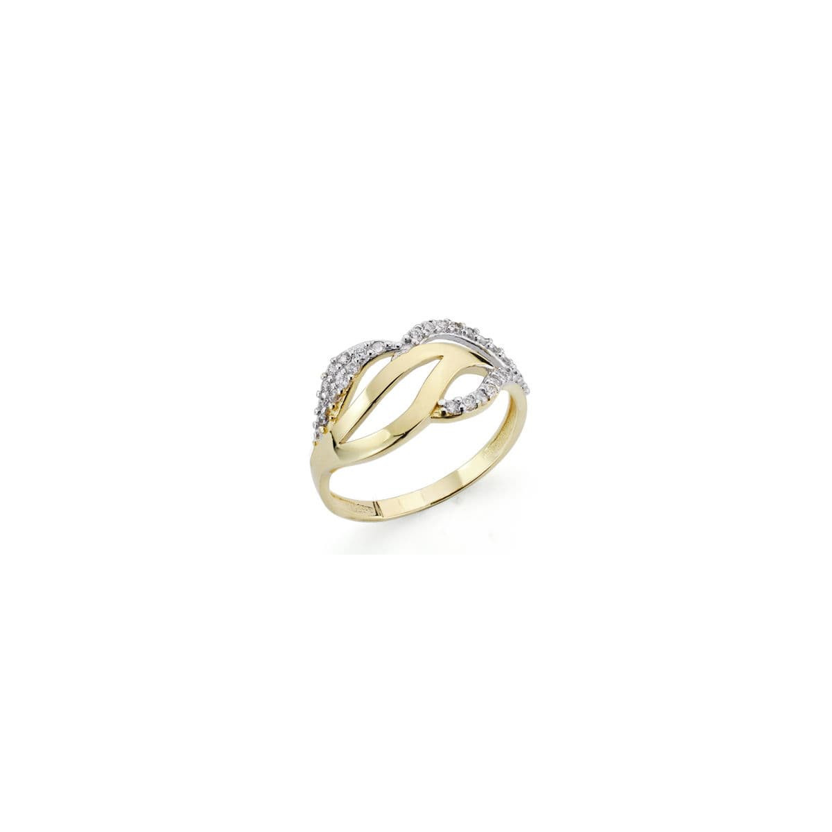 18K SORTIJA ORO BICOLOR CON CIRCONITAS. ANCHO: 10 MM