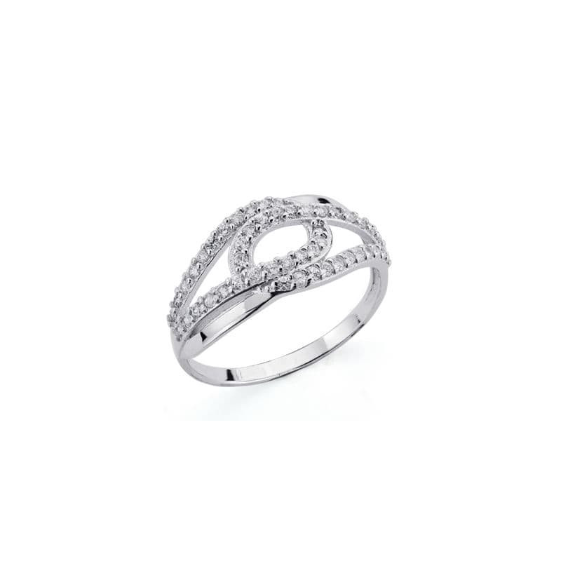 18K SORTIJA ORO BLANCO CON CIRCONITAS. ANCHO: 9 MM
