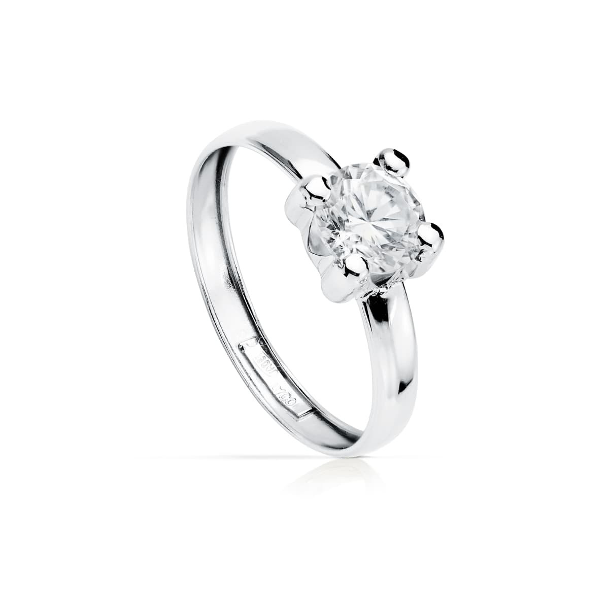 18K SOLITARIO ORO BLANCO CIRCONITA 6X6 MM