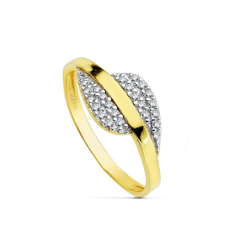 18K SORTIJA ORO BICOLOR CON CIRCONITAS. ANCHO: 8,5 MM