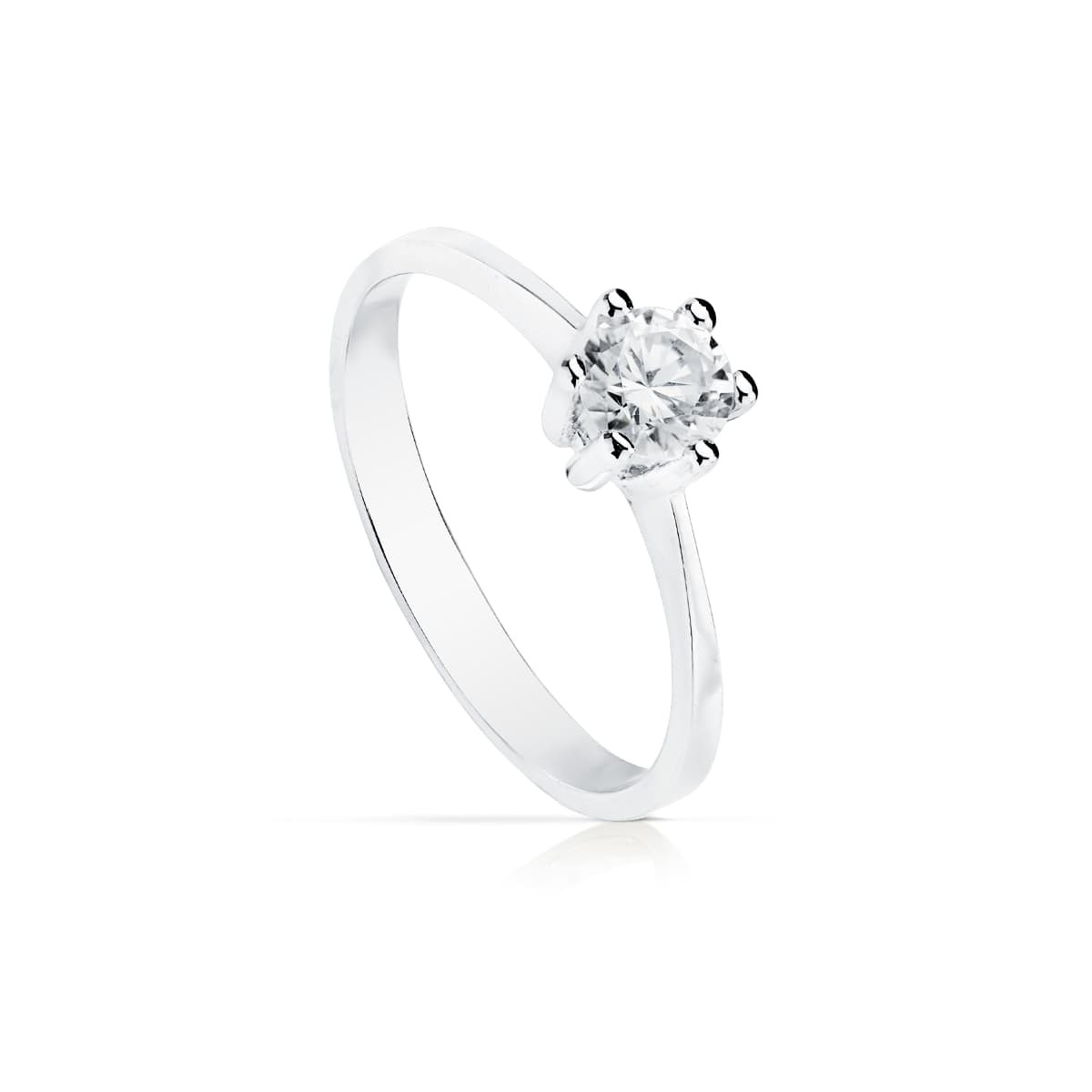 18K SOLITARIO ORO BLANCO CIRCONITA 5 MM