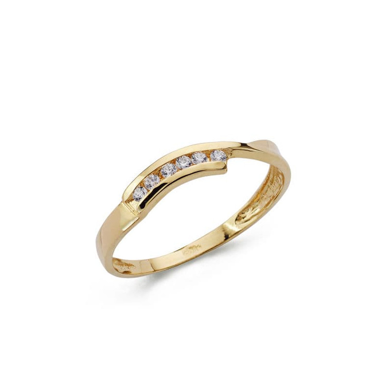 18K SORTIJA ORO AMARILLO MACIZA CON CIRCONITAS. ANCHO: 3,5 MM