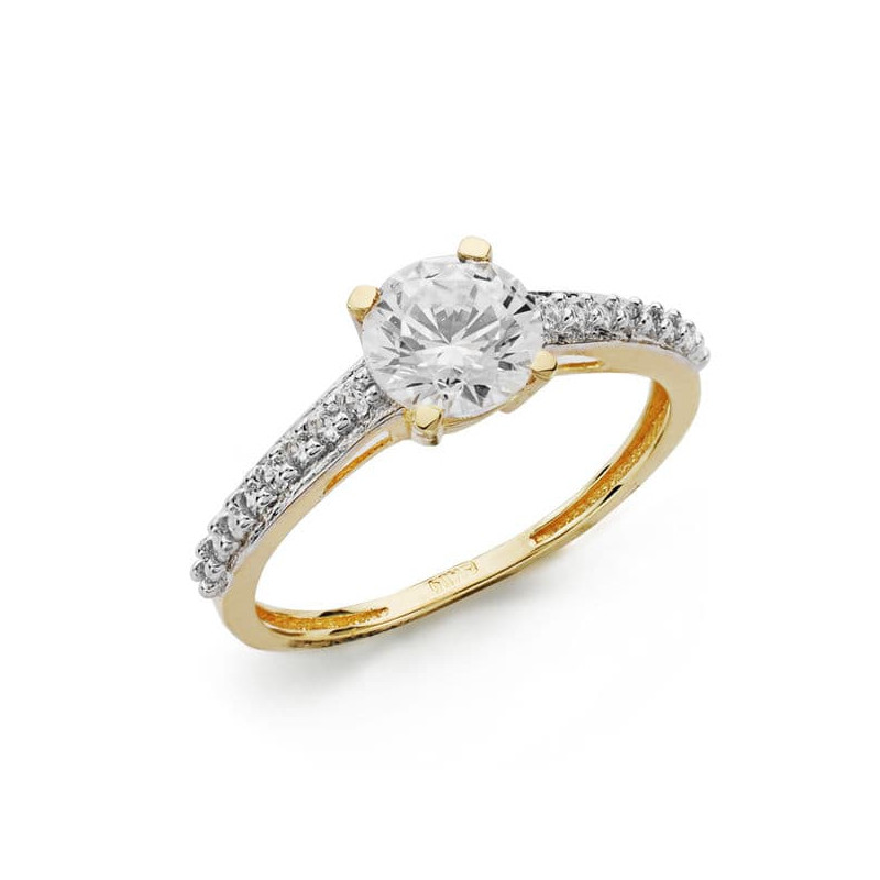 18K SOLITARIO ORO BICOLOR CIRCONITA 6 MM