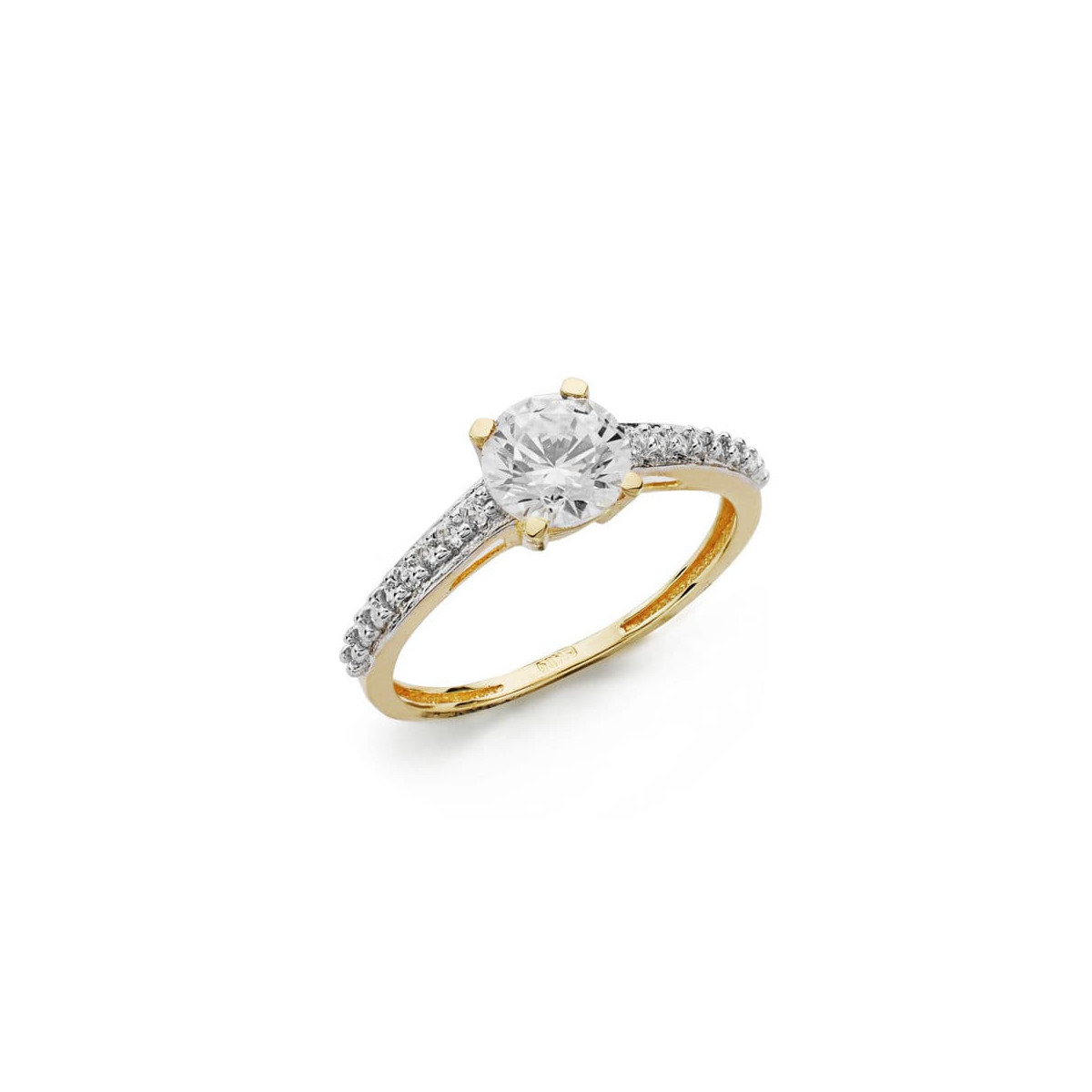 18K SOLITARIO ORO BICOLOR CIRCONITA 6 MM