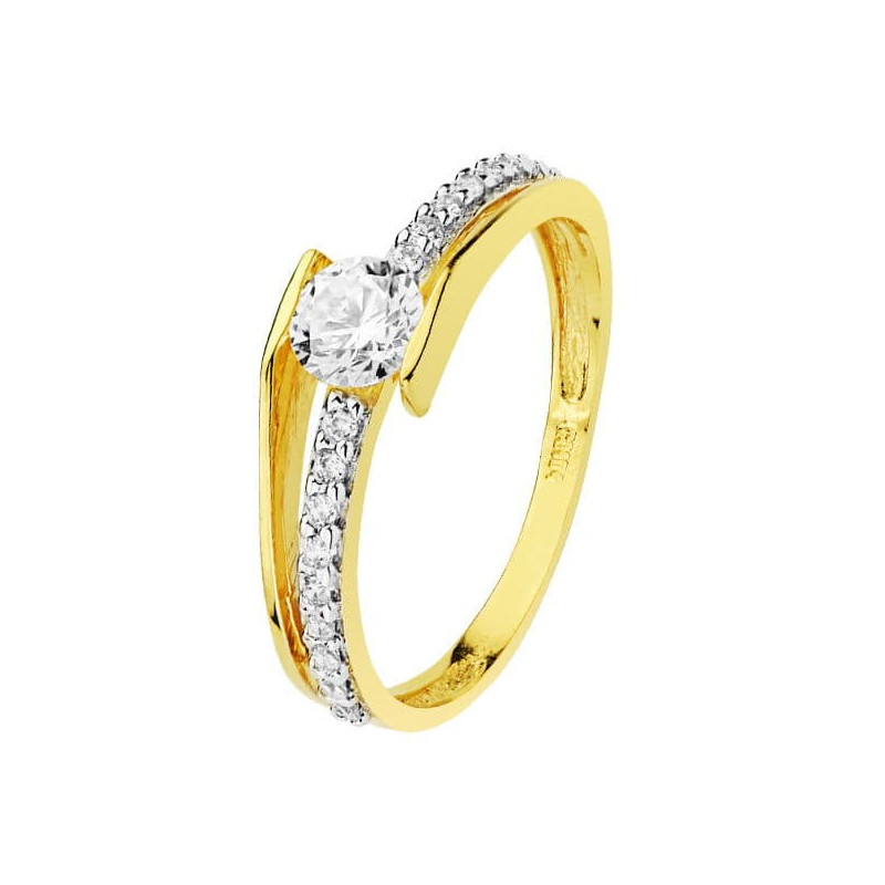 18K SOLITARIO ORO BICOLOR CIRCONITA 6 MM