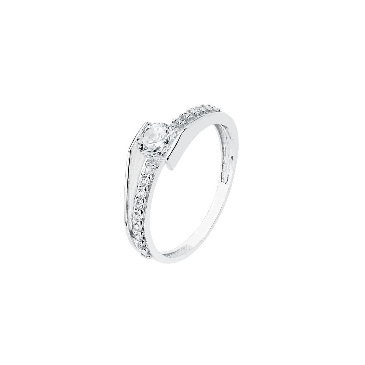 18K SOLITARIO ORO BLANCO CIRCONITA 6 MM