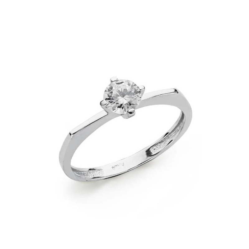 18K SOLITARIO ORO BLANCO CIRCONITA 5 MM