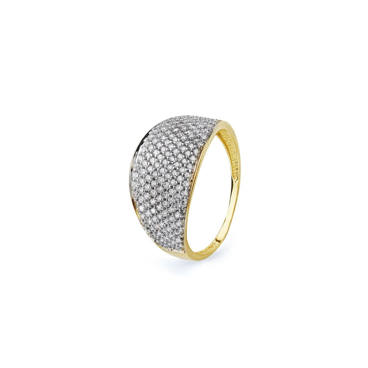 18K SORTIJA ORO BICOLOR CON CIRCONITAS. ANCHO: 12 MM