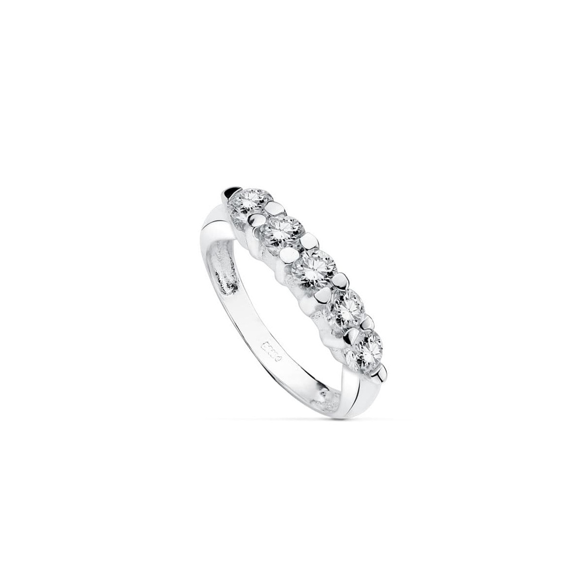 18K SORTIJA QUINTILLO ORO BLANCO CIRCONITA 4 MM