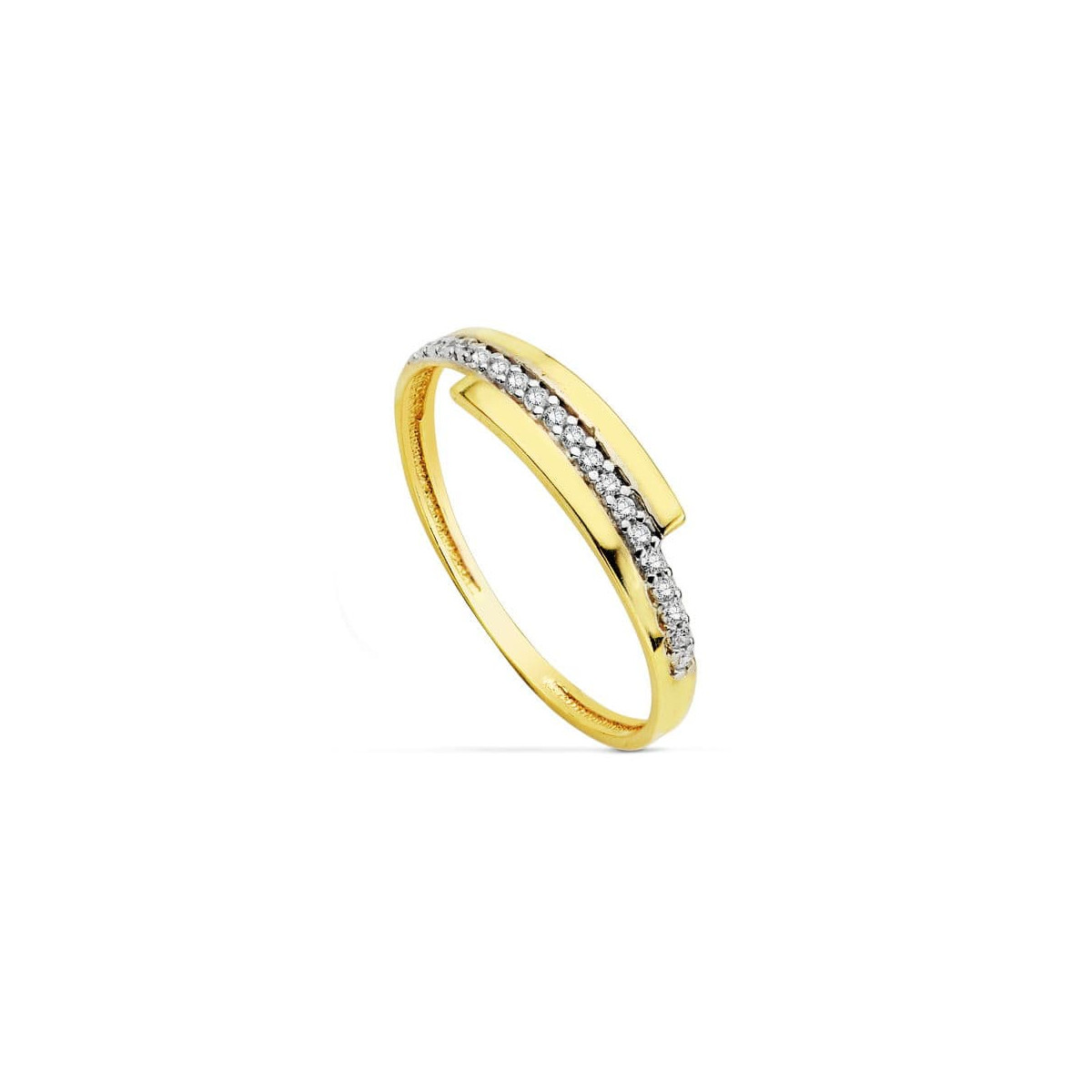 18K SORTIJA ORO BICOLOR CON CIRCONITAS. ANCHO: 4 MM