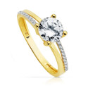 18K SOLITARIO ORO BICOLOR CON CIRCONITA Y 4 GARRAS CON CIRCONITA DE 7 MM 18K SOLITARIO ORO BICOLOR CON CIRCONITA Y 4 GARRAS CON CIRCONITA DE 7 MM