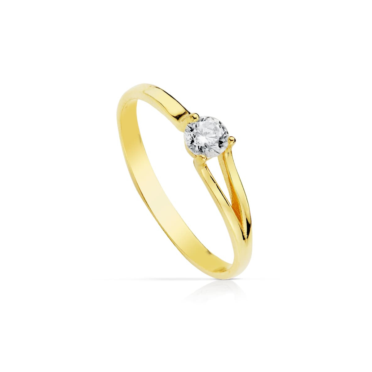 18K SOLITARIO ORO AMARILLO CON CIRCONITA DE 4 MM
