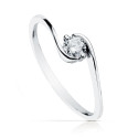 18K SOLITARIO ORO BLANCO CUERPO CRUZADO CON CIRCONITA 4 MM