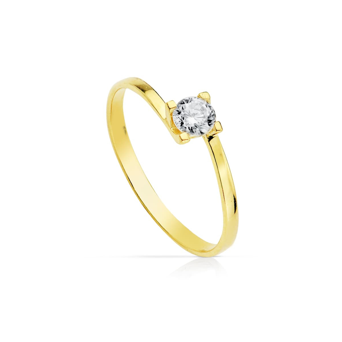 18K SOLITARIO ORO AMARILLO 4 GARRAS CON CIRCONITA 4 MM
