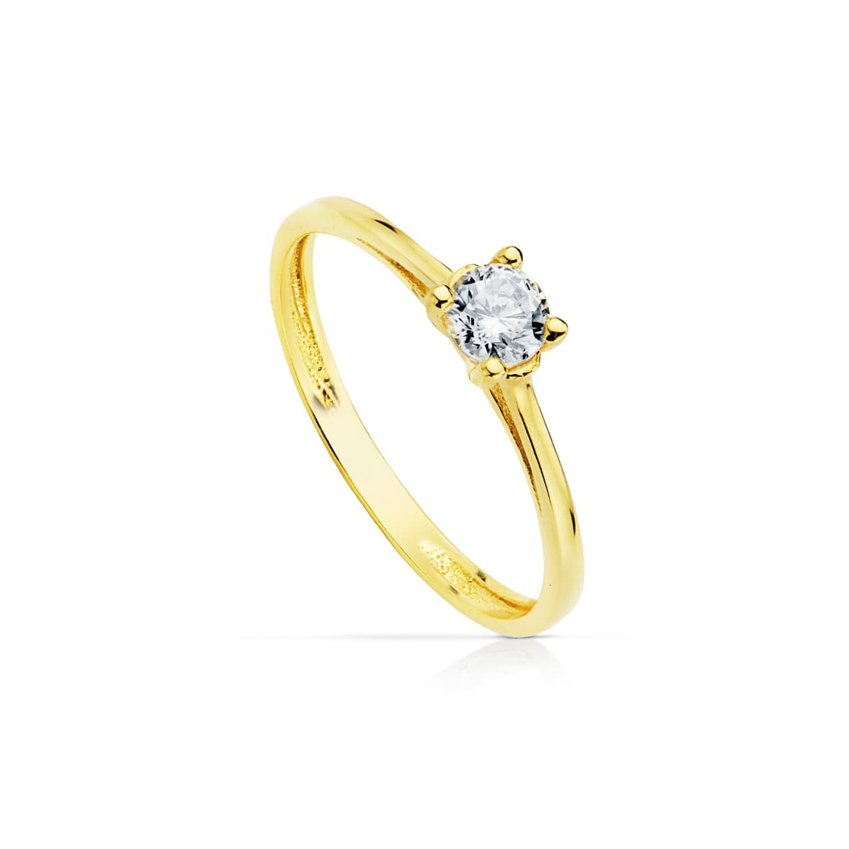 18K SOLITARIO ORO AMARILLO 4 GARRAS CON CIRCONITA DE 4 MM