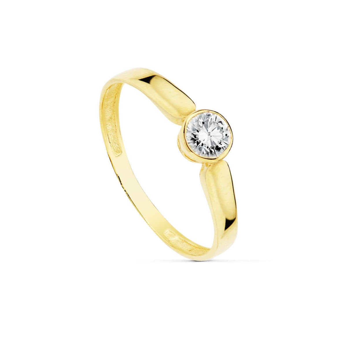 18K SOLITARIO ORO AMARILLO CIRCONITA CHATON. 4.5 MM