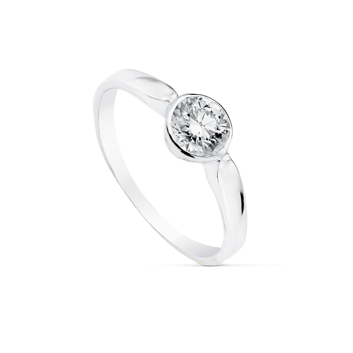 18K SOLITARIO ORO BLANCO CIRCONITA CHATON 4.5 MM