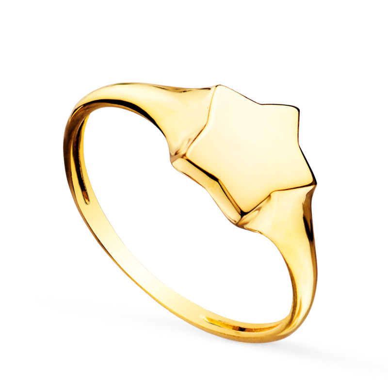 18K SELLO ORO AMARILLO FORMA ESTRELLA. ZONA GRABADO: 9 X 8 MM