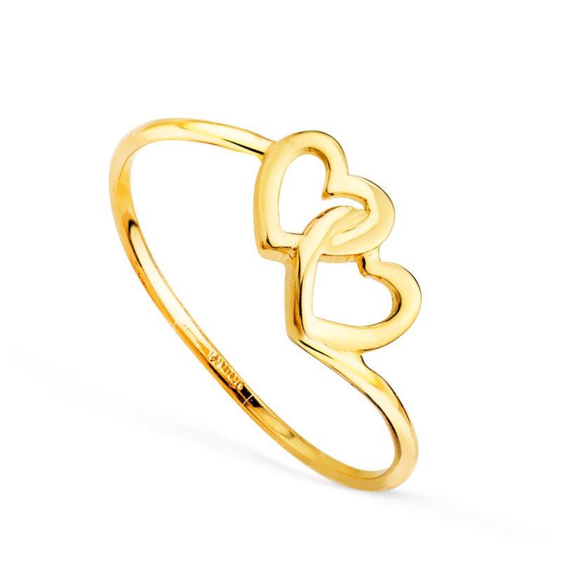 18K SORTIJA ORO AMARILLO CORAZONES ENTRELAZADOS. ANCHO: 7 MM C. AMOR