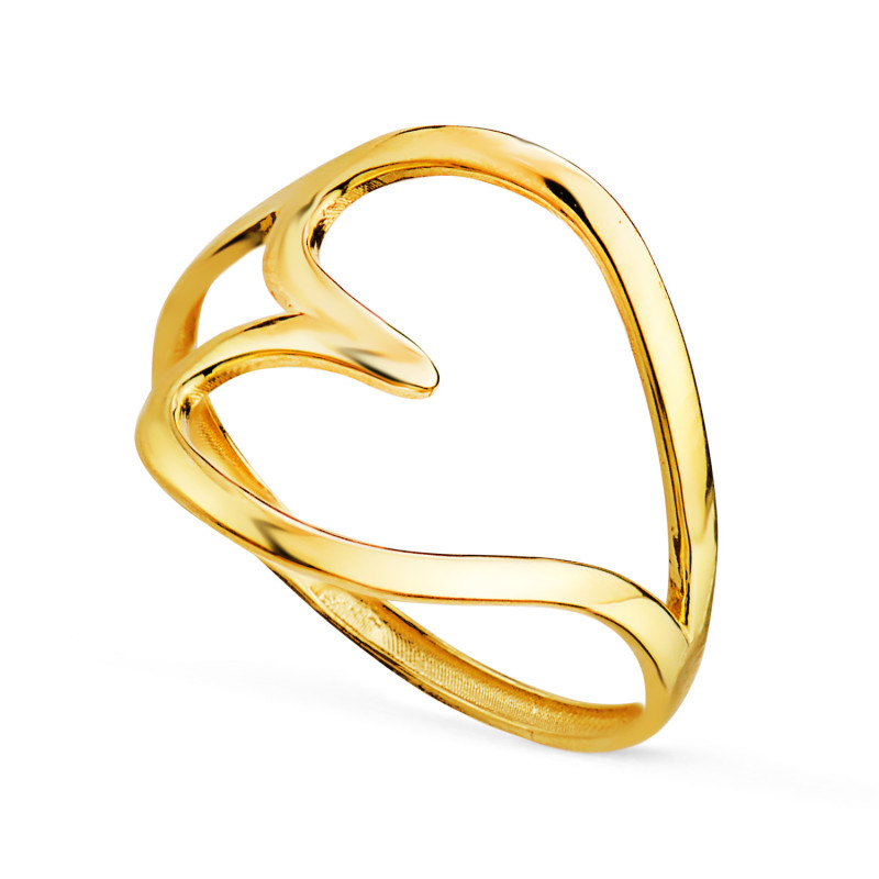 18K SORTIJA ORO AMARILLO CORAZON LISO EN BRILLO. ANCHO 16 MM C. AMOR