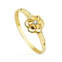 18K SORTIJA ORO AMARILLO FLOR CALADA CON CIRCONITA. ANCHO: 6,5 MM 18K SORTIJA ORO AMARILLO FLOR CALADA CON CIRCONITA. ANCHO: 6,5 MM