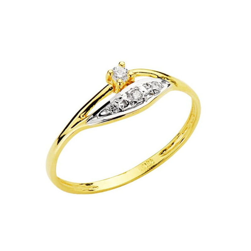 18K SORTIJA ORO BICOLOR CON CIRCONITAS