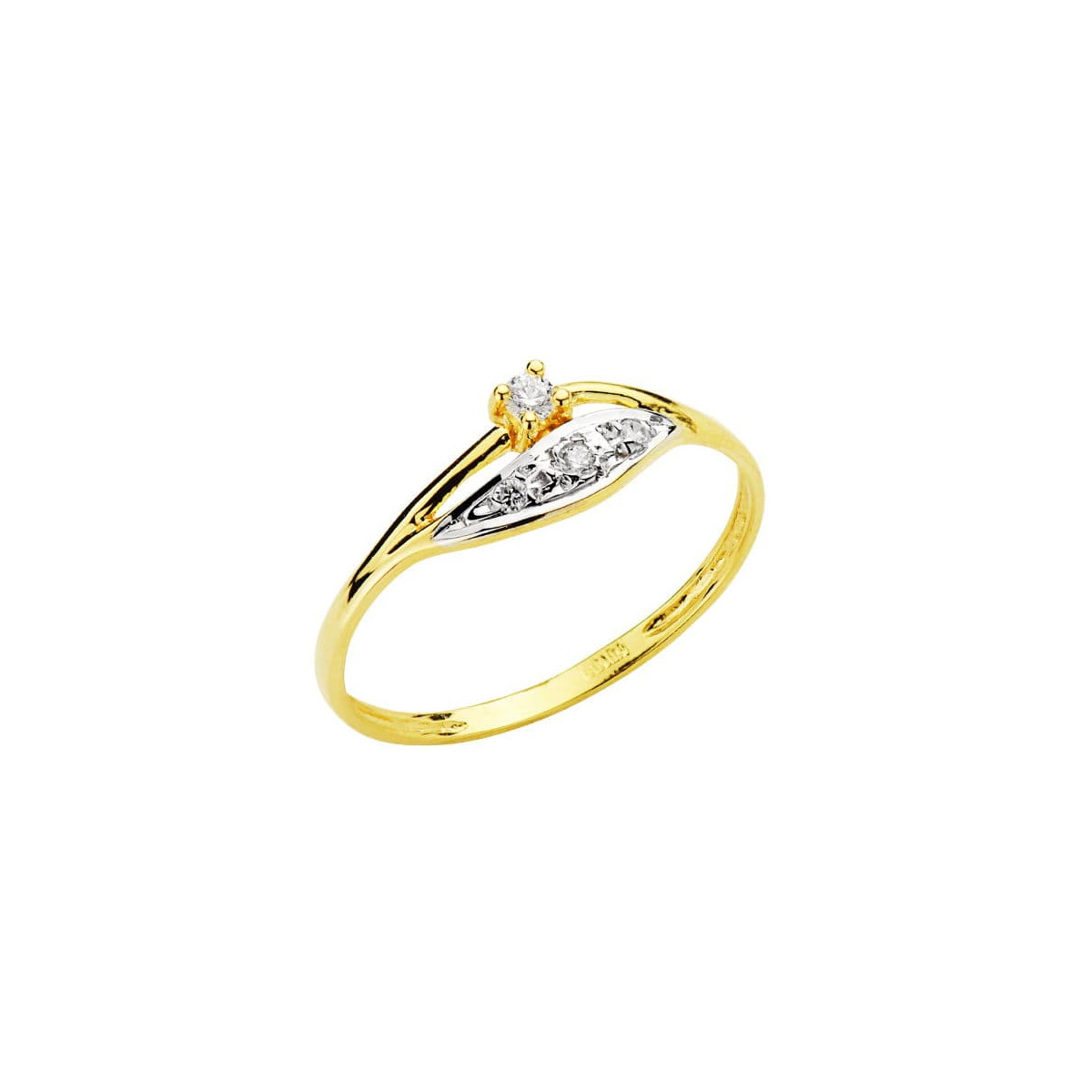 18K SORTIJA ORO BICOLOR CON CIRCONITAS