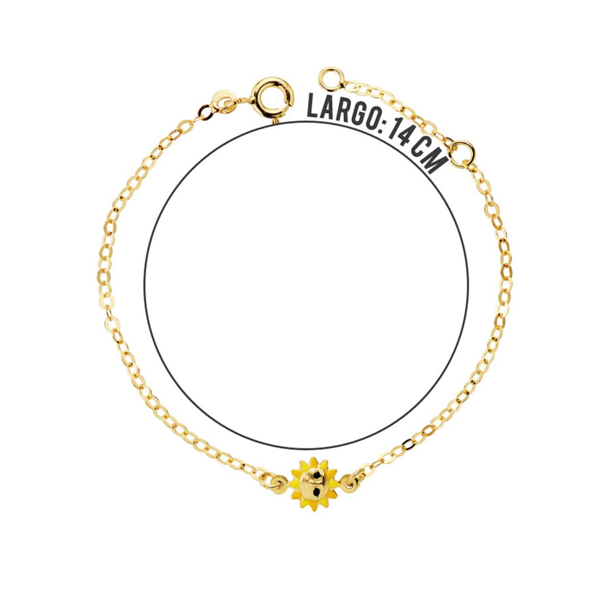 18K PULSERA ORO AMARILLO NIÑA SOL ESMALTE 14.5CM
