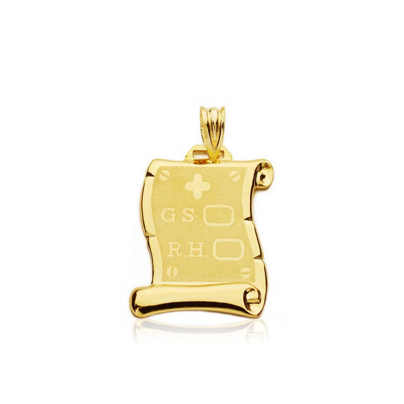 9K COLGANTE PERGAMINO ORO AMARILLO RH. 24X17 MM