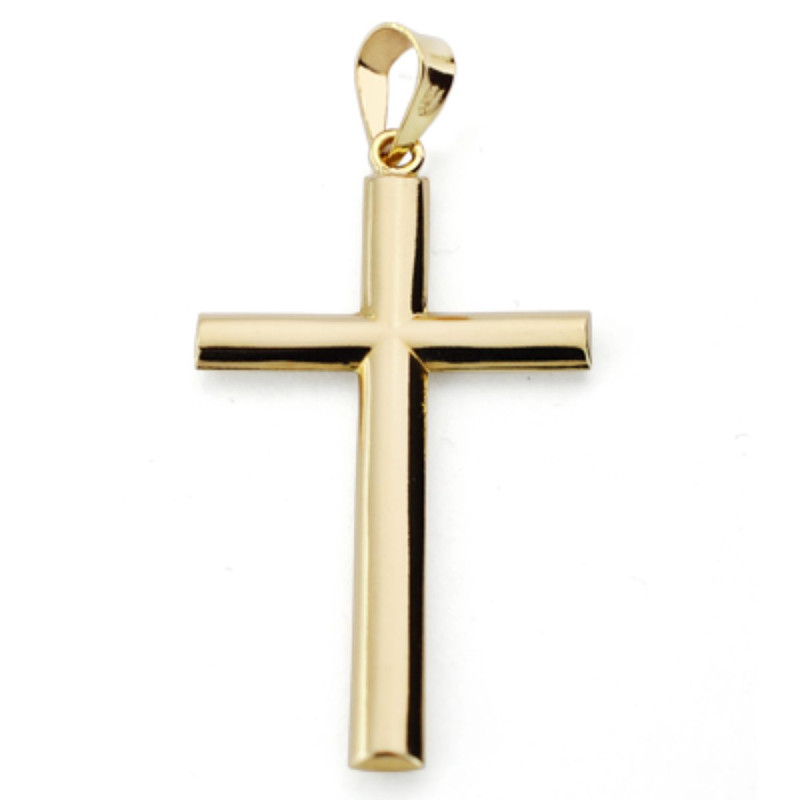 9K CRUZ ORO AMARILLO SIN CRISTO PALO OVAL. 37X20 MM